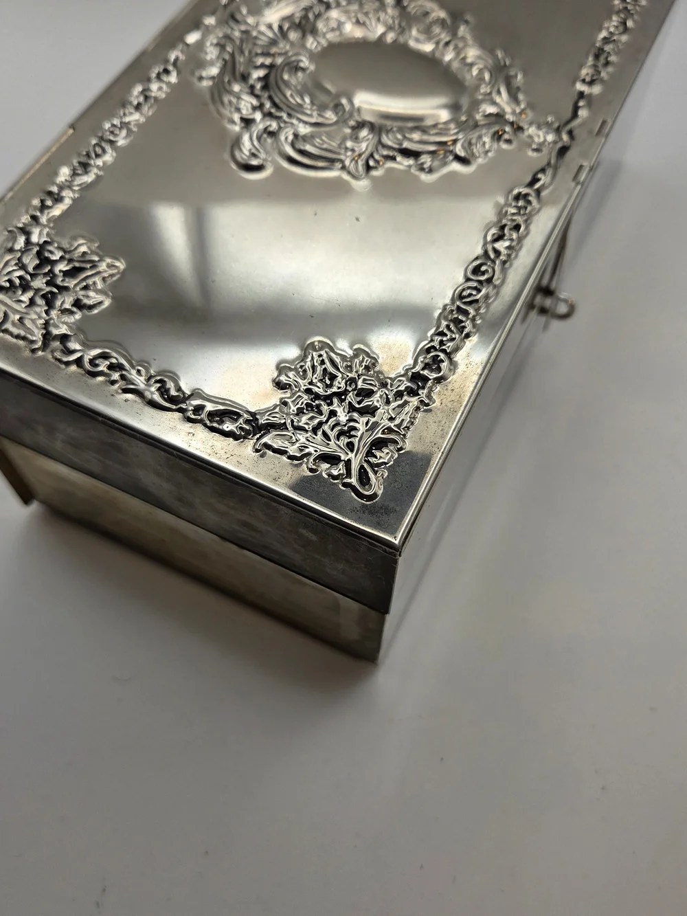 Vintage Godinger Silver Plated Jewelry Box, Ornate Baroque Trinket Casket, Black